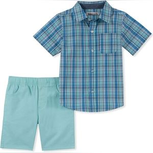Kids Headquarters Toddler Plaid Tee and Shorts Set